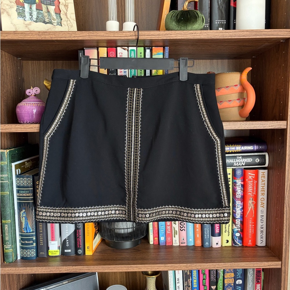 Black Mini Skirt with Gold and Silver Embroidery and Sequins